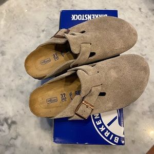 Birkenstock | Shoes | Birkenstock Boston Taupe Suede Like New Size 37 |  Poshmark
